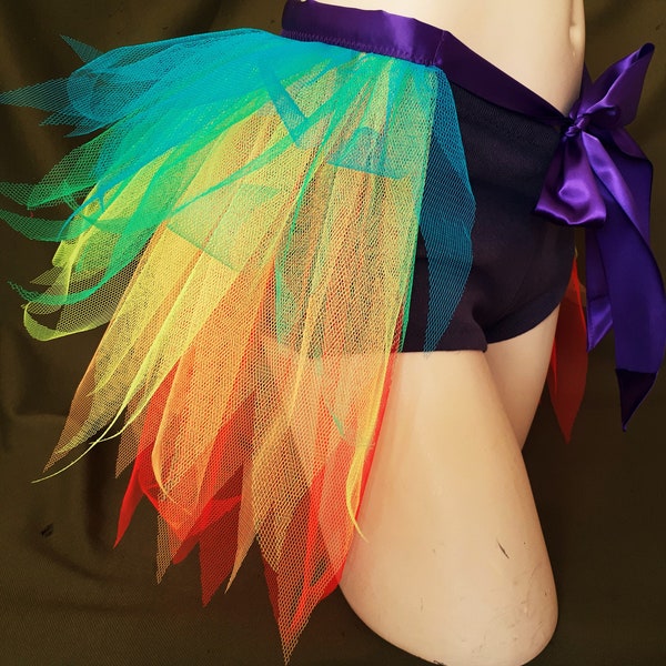 Adult Ladies Neon Rainbow Pride Half Tutu Bustle Net Over Skirt
