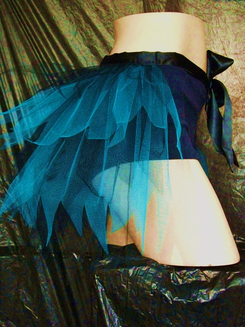 Adult Ladies Black Turquoise Blue Half Tutu Bustle Net Over Skirt image 2