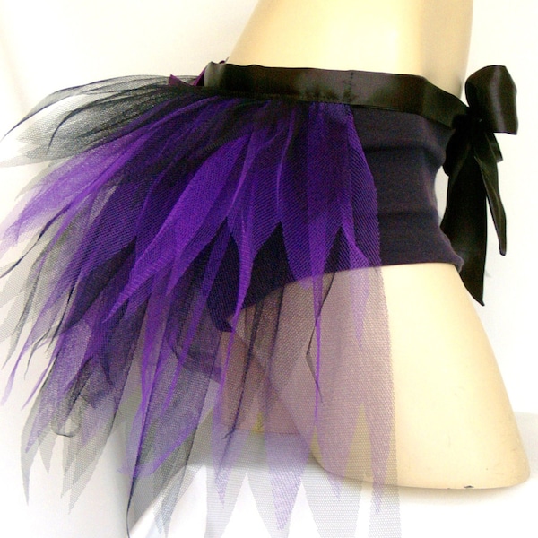 Adult Ladies Black Purple Half Tutu Bustle Net Over Skirt