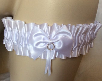 White Pale Blue Satin Garter To Personalise Yourself With Hoop for Keepsake Attachments