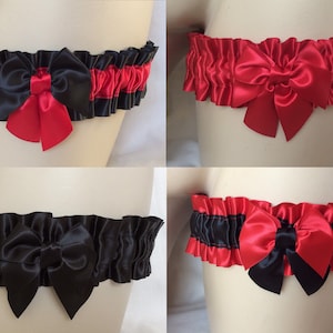 Black Red Satin Bow Garter