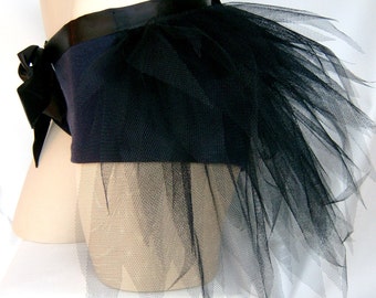 Adult Ladies Black Half Tutu Bustle Net Over Skirt