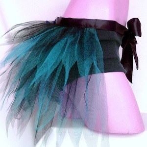 Adult Ladies Black Turquoise Blue Half Tutu Bustle Net Over Skirt image 1