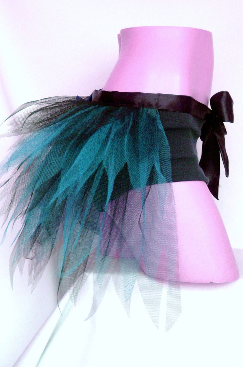 Adult Ladies Black Turquoise Blue Half Tutu Bustle Net Over Skirt image 1