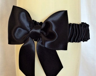 Big Bow Black Satin Garter