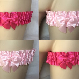 Pale Pink or Bright Pink Satin Bow Garter