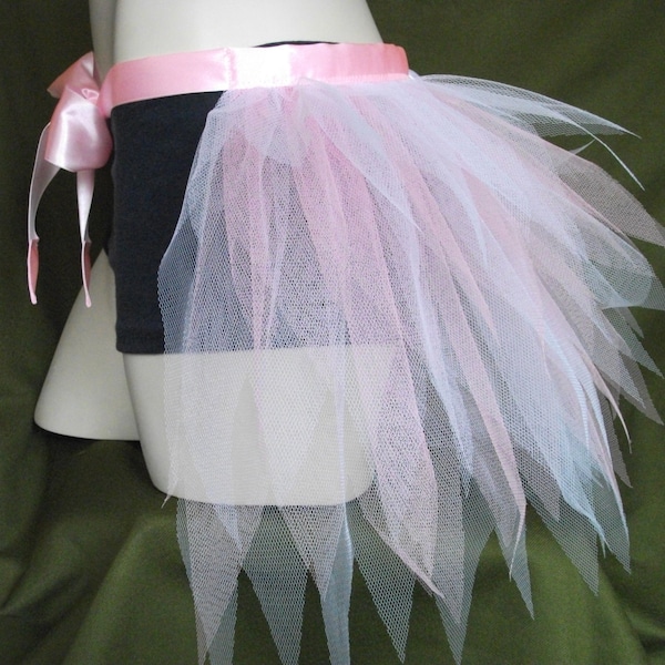 Ladies Adult White Pale Pink Half Tutu Bustle Net Over Skirt