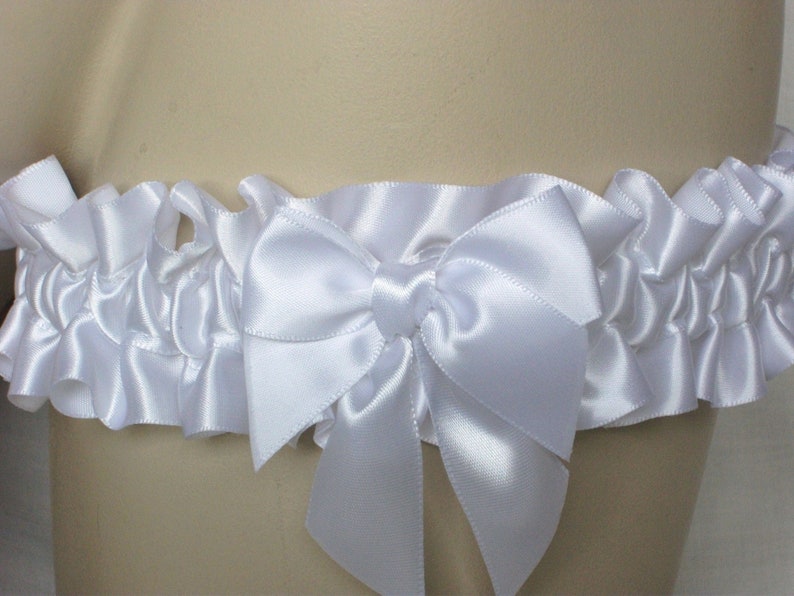 White Satin Bow Garter