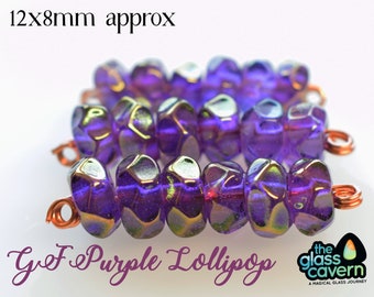 lots of colours Handmade Borosilicate 22k Gold fumed purple Hand faceted Beads 3 sizes