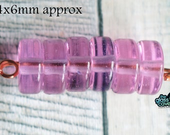 Rosa handgemachte Borosilikat Lampwork Scheibenperlen Set von 6