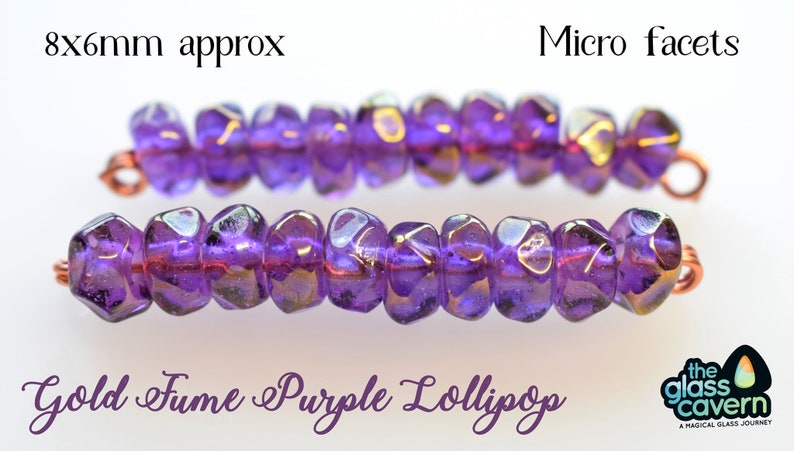 lots of colours Handmade Borosilicate 22k Gold fumed purple Hand faceted Beads 3 sizes