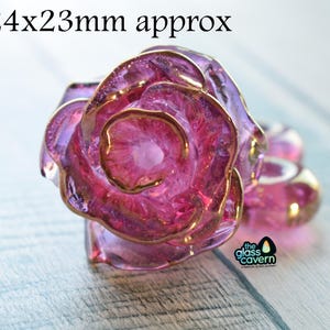 Pink Gold fumed Handmade Boro glass Transparent Rose Bead