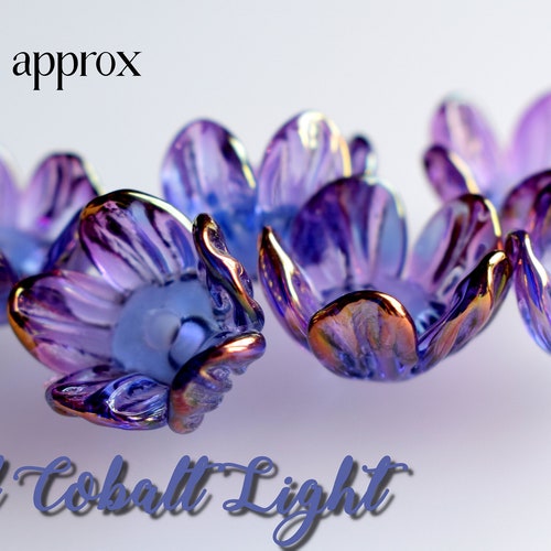 Blue Gold Fumed Pair of Handmade Boro Glass Bead Caps Etsy