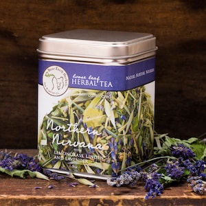 Northern Nirvana nerve calming Herbal Tea, nervine, organic non-caffeinated tea with Anise Hyssop, Lemongrass, Milky Oats, Lavender & Linden