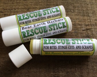 Rescue Stick for Bites, Stings, Cuts, Scrapes, Bruises, and More- with Plantain, Lavender, and Turmeric -Organic Olive Oil- Beeswax - Herbal