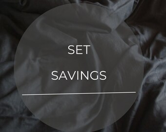 Black Linen Bedding set washed LinenTwin Queen King duvet cover and pillow cases (3pcs)