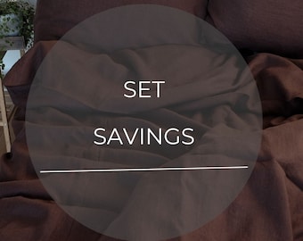 Dark Chocolate Brown color Linen Bedding set. Queen King Duvet cover and Pillow cases (3pcs)