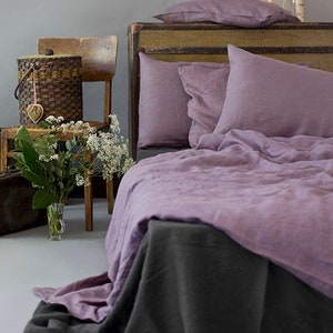 Lavender Duvet Cover made of Softened Linen