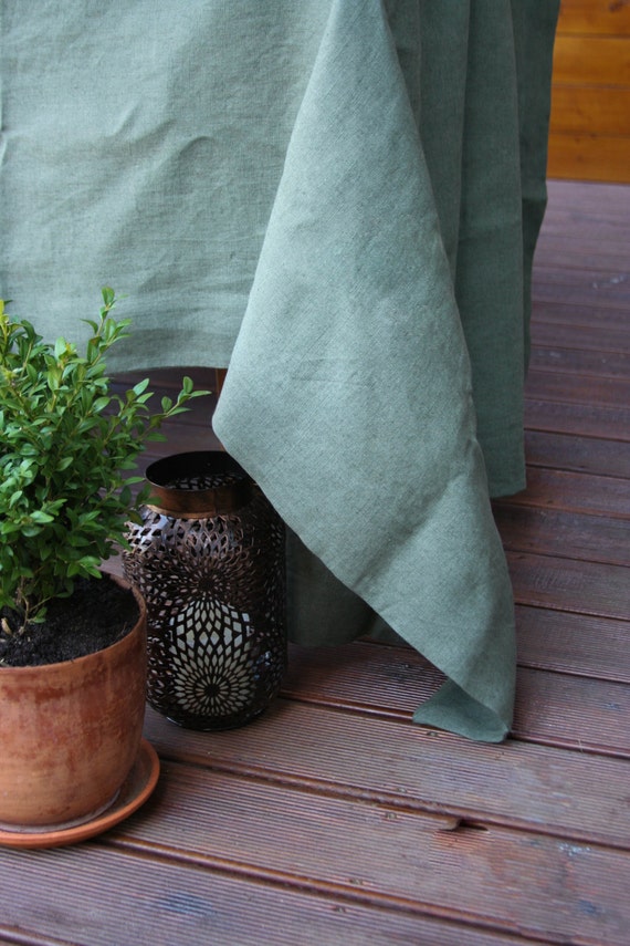 Moss Green Linen Tablecloth/ Natural Linen/Table Linens/ Etsy