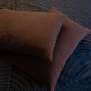 Linen Pillow Case in Chocolate Brown color