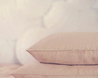 Pink Linen Pillow Sham Natural Linen