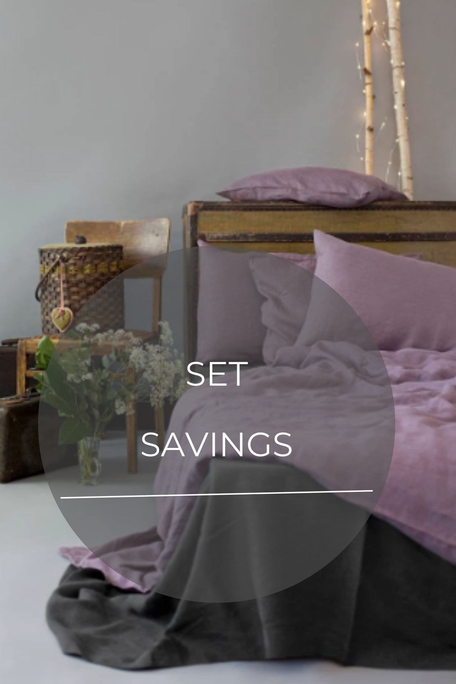 Lavender Color Linen Bedding Set. Queen 
