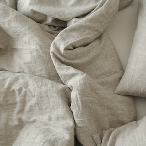 Natural Melange Linen Duvet Cover – 100% Flax Bedding, OEKO-TEX Certified, Softened  Quilt Cover, Handmade in Lithuania