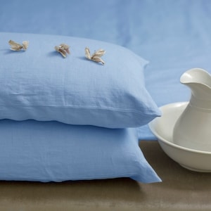 Pastel Blue Linen Duvet Cover image 3