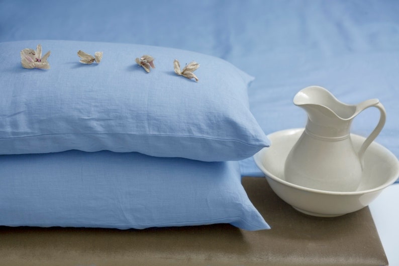 Pastel Blue Linen Duvet Cover image 3