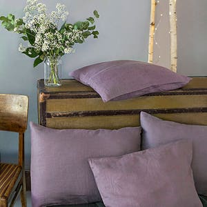 Softened Linen Pillow Case in Lavender color