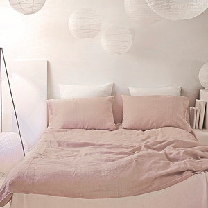 Pastel Pink Softened Linen Duvet Cover