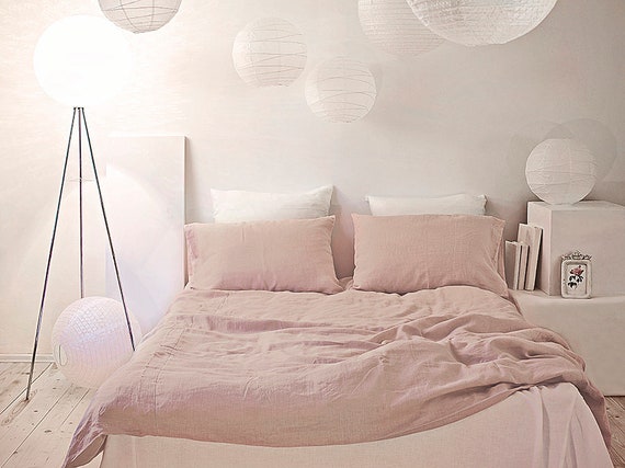 Pastel Pink Softened Linen Duvet Cover Etsy