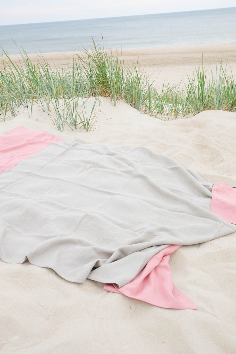 Linen Beach Blanket made of Softened Linen image 4