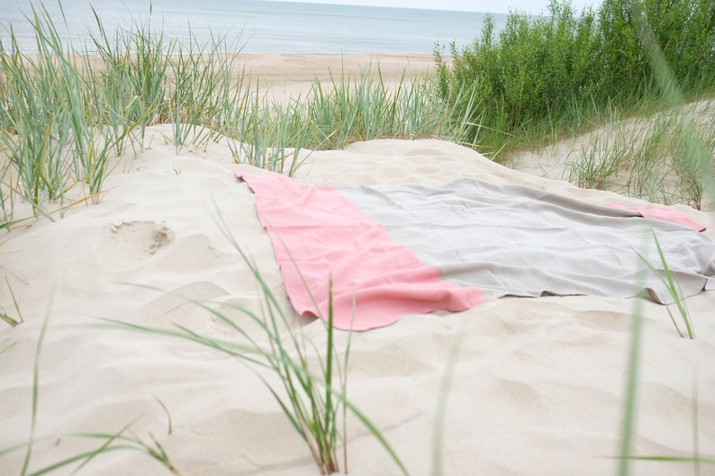 Linen Beach Blanket made of Softened Linen image 1