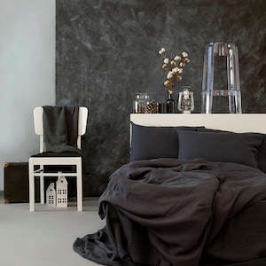 Linen duvet cover in Charcoal Gray dark gray bedding