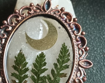 Collier pendentif fougère et lune