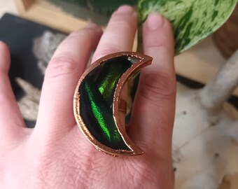 Bague lunaire Résine, Elytres de scarabée