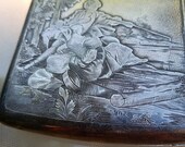 French antique 19th century hand engraved sterling silver cigarette case cigarette box art nouveau solid silver noble woman man empire