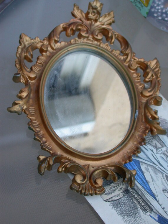 French Vintage Ornate Empire Style Frame Mirror Flower Rose Erfly Leaf Gold Glass