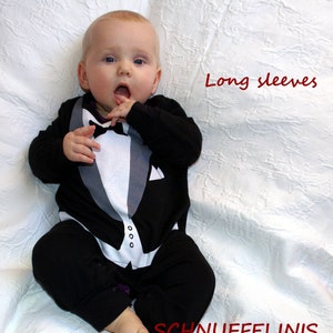 Tuxedo Baby wedding tux, baby tux newborn gift, christening baby newborn, baby romper wedding with baby, christening boys suit