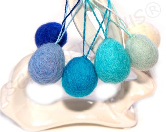 felt wool Easter eggs, colourful Easter eggs with hanger, Easter decoration eggs, blue mint Easter eggs, Montessori eggs children, wool eggs