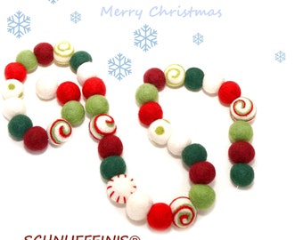 wool felt balls Christmas garland, DIY Kids starter set mantle garlands, Christmas tree garlands, stocking stuffer felt Pompons