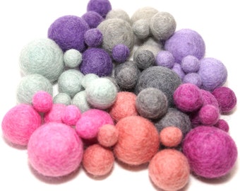 felt balls color mix, Pom Poms DIY Baby Mobile, Felt ball garland, wool felt balls Montessori, Waldorf Material, Baby shower decoration