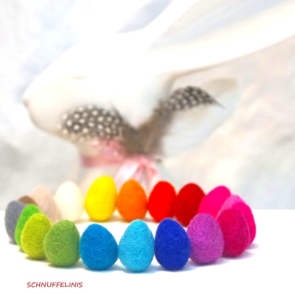 Sets d'œufs de Pâques feutrés, œufs feutrés avec accroche multicolores, œufs feutrés à pois avec accroche, œufs de Pâques feutrés