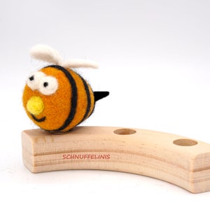 wool felt bee birthday ring, Ladybug plug for birthday annual wooden ring, birthsday gift, stocking stuffer,  toddler decoration figures