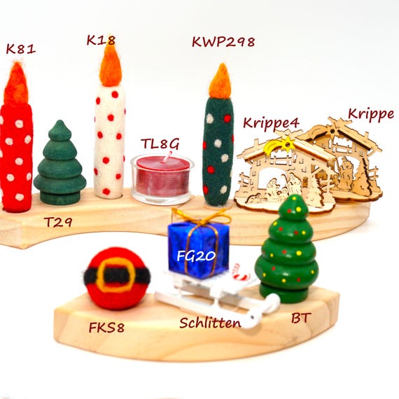 Kerzenstecker Advent Filzkerze | Kerzen gefilzt | Adventskranz Deko Kerzen | Stecker Geburtstagsringe Grimms | Motivstecker Deko Krippe Holz