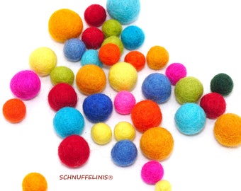 Filzkugeln Konfetti, 4 Größen Filzbälle 10 Farben Mix, Filzwolle Perlen, Montessori zählen üben, Baby Mobile basteln, Girlanden DIY Set