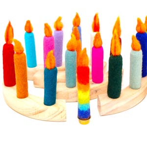 Set di 5 ghirlande di compleanno, candele in feltro, ciambelle e ghirlanda, ghirlanda di compleanno ad anello Grimm Goki, adatta ai bambini