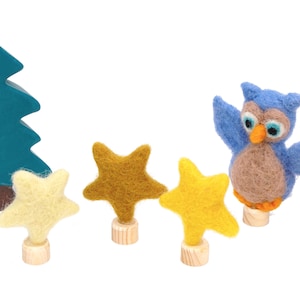 Stelle dell'Avvento, tasselli stella ferrovia Waldorf Montessori set Babbo Natale pupazzo di neve Grimm decorazione natalizia su coni
