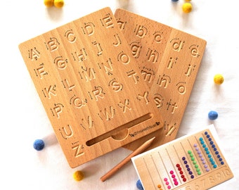 Nachfahr Holzbrett Buchstaben, schreiben üben Zahlen Buchstaben, ABC schreiben lernen, Vorschule Schwungübungen Montessori, Schreiben lernen